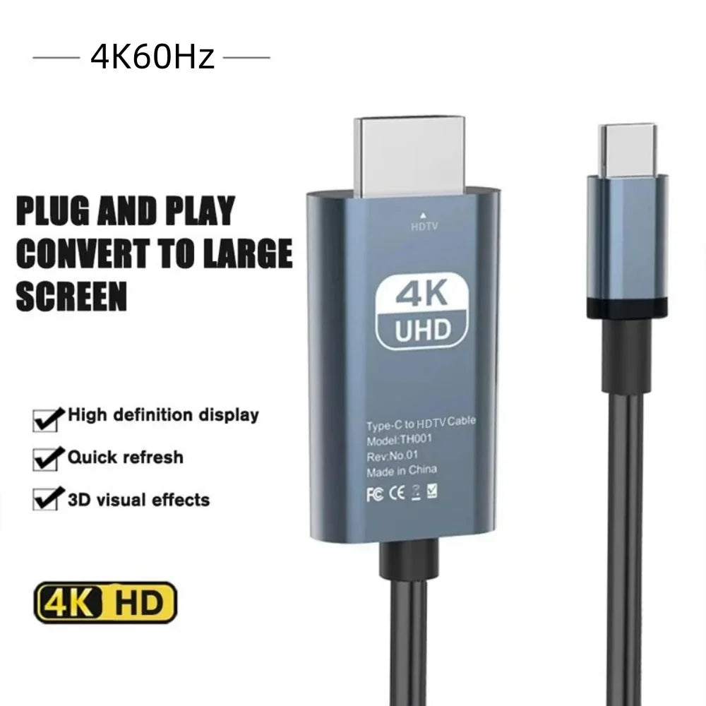 2M USB-C to HDMI Cable 4K Braided | MacBook, Laptop & TV