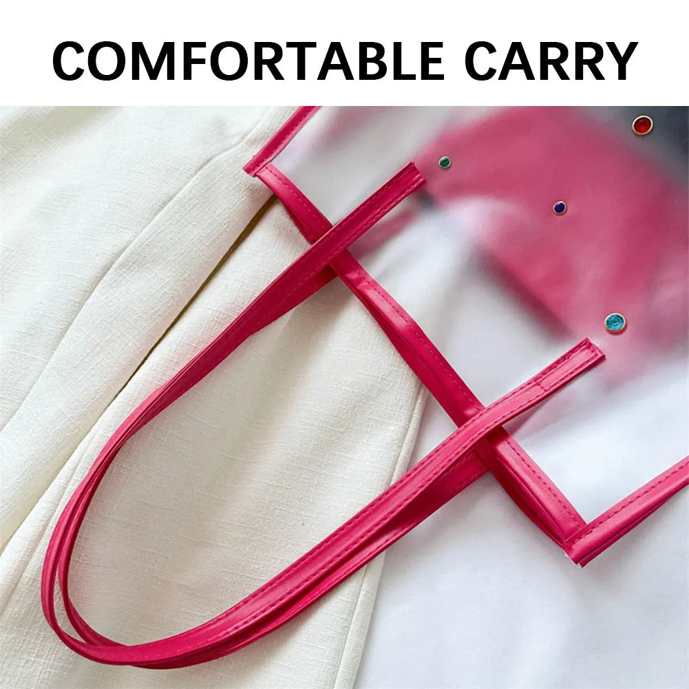 Clear PVC Tote Bag – Large Waterproof Shoulder Bag for Women