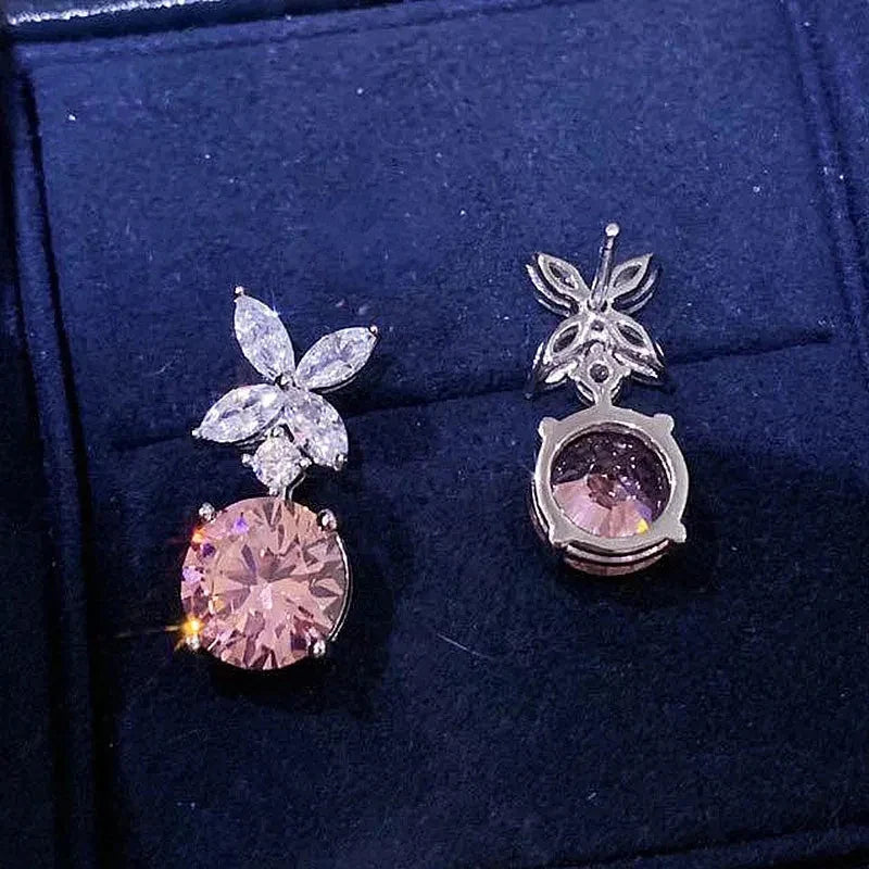 Huitan Pink Cubic Zirconia Drop Earrings | Dainty Women's Jewelry