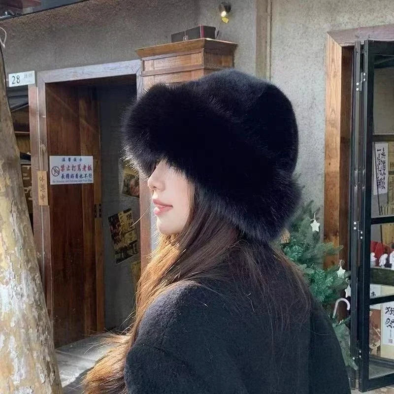 Women's Faux Fox Fur Winter Hat | Warm Windproof Russian Cap