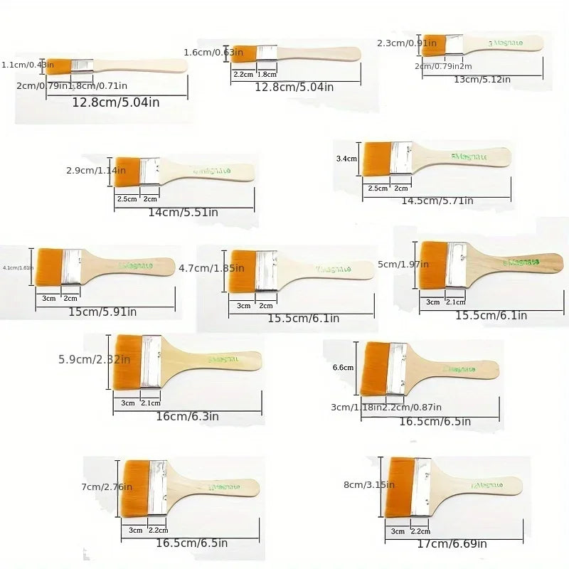 12-Piece Nylon Paint Brush Set – Oil, Acrylic & Kids Art
