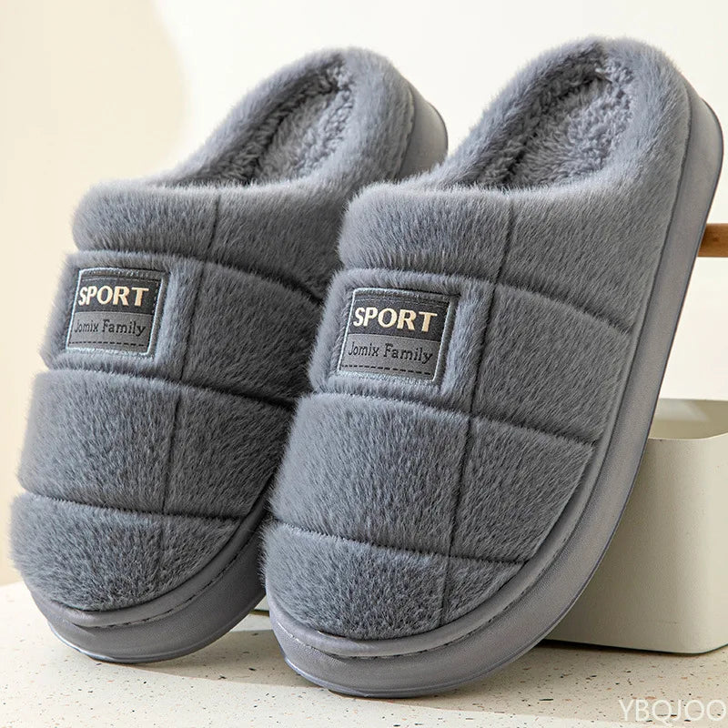 YBQJOO Winter Indoor Slippers – Warm Plush Non-Slip Home Shoes