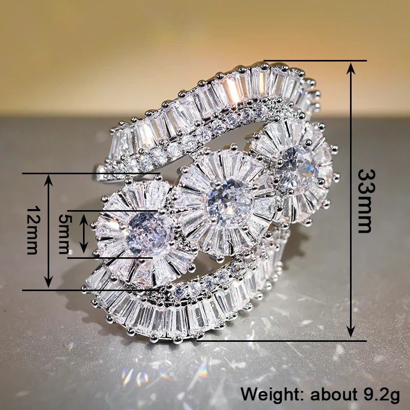 Huitan Blue White Cubic Zirconia Women's Wedding Band Ring