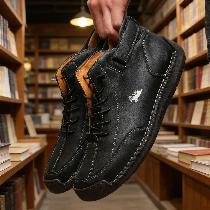 ZULIWAGN Men's Vintage Leather Lace-Up Casual Shoes | Non-Slip