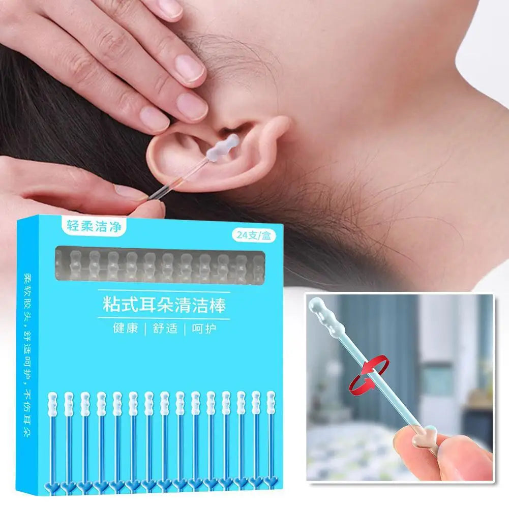 SADOER 24-Pack Silicone Sticky Ear Wax Remover Picks – Kids & Adults