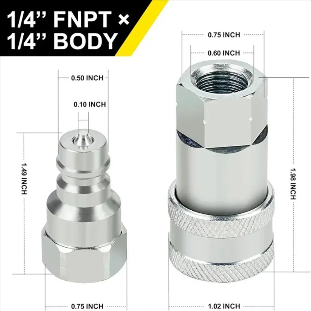 Hydraulic Quick Connect Coupler Set NPT 1/2" & 1/4" + Dust Cap