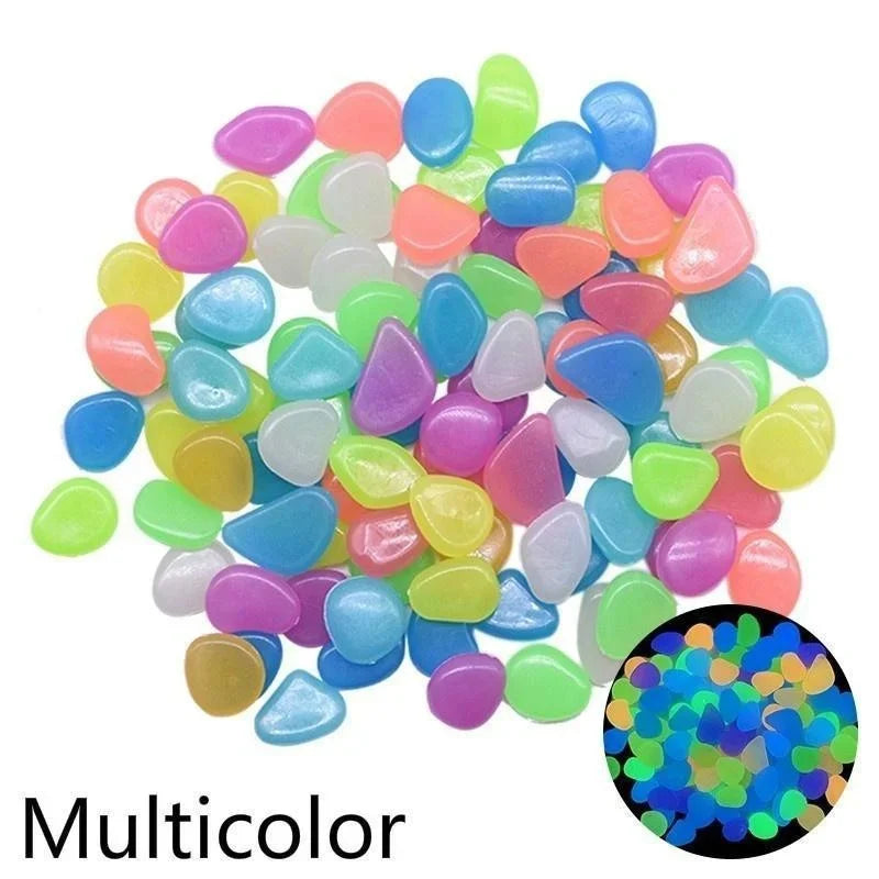 100 Glow in the Dark Pebbles – Luminous Garden & Aquarium Stones