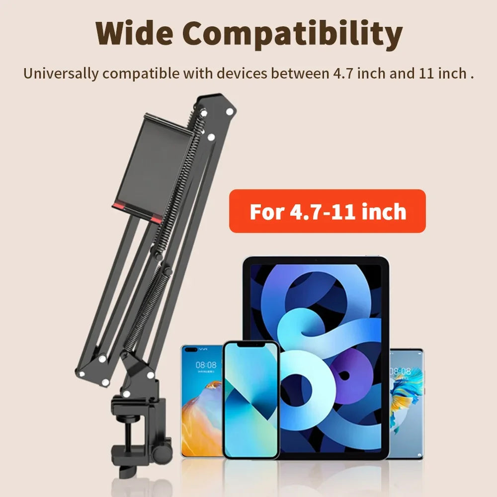 Tablet Holder for Bed – 90cm Metal Arm 360° Rotating Mount