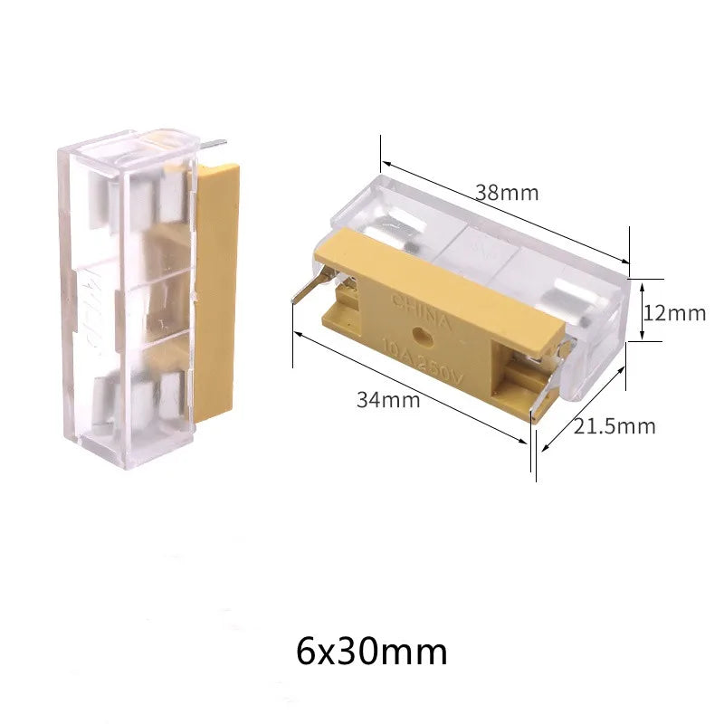 5 6 Glass Fuse Holder Transparent Cover Blocks 5x20mm 6x30mm