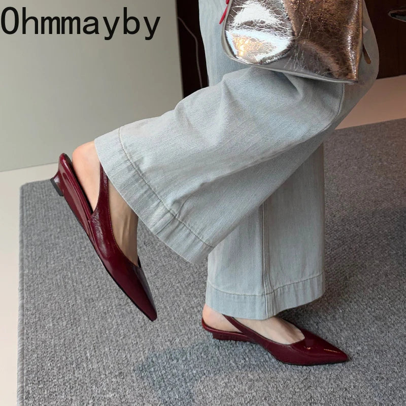 Women's Low Wedge Slip-On Sandals – Elegant Office Mules