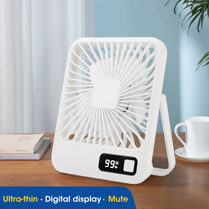 Rechargeable Foldable Desktop Fan | 5-Speed Type-C USB LED