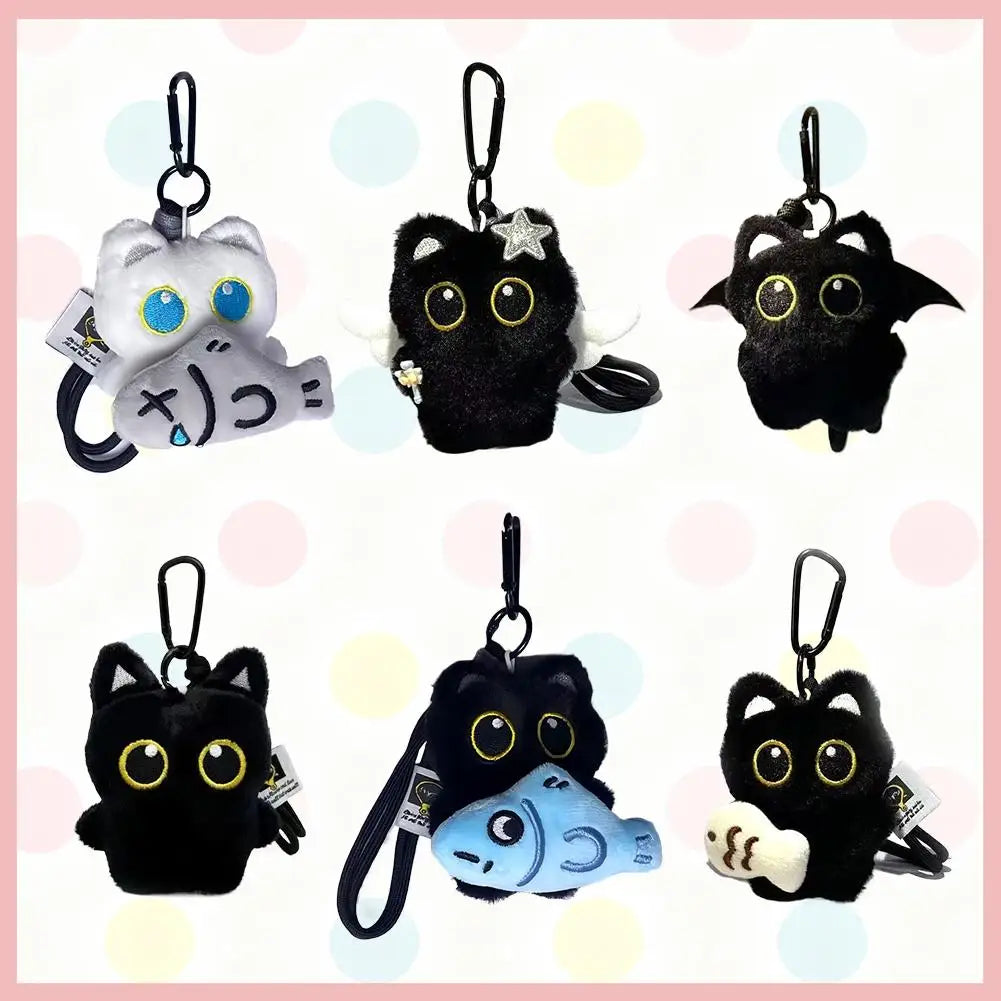 Plush Black Cat Keychain – Cute Bag Charm & Car Keyring Gift