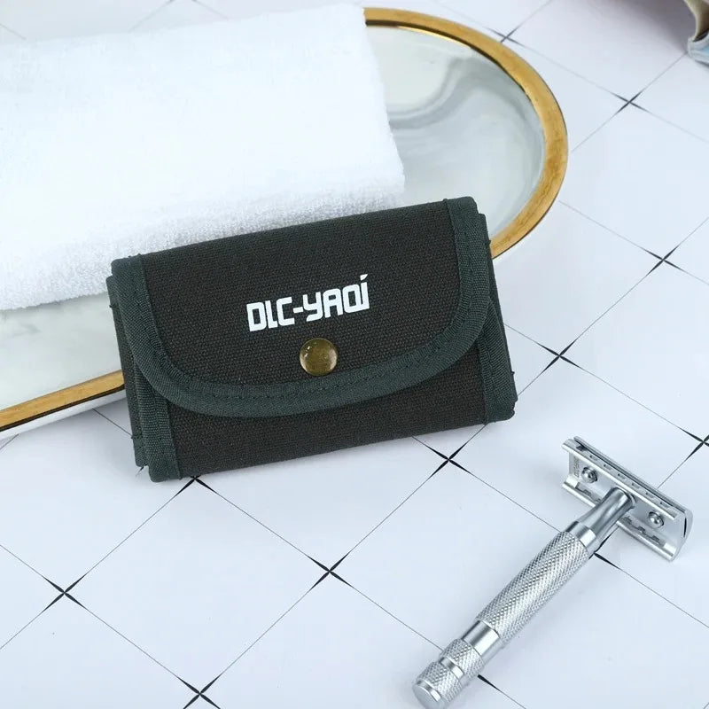 2026 YAQI Men's Travel Bag Pouch Dark Green Safety Razor Shaving