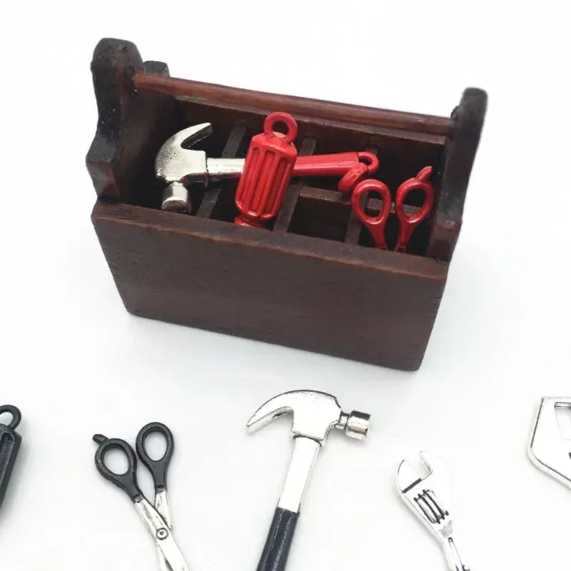 1 12 Dollhouse Miniature Toolbox Handmade Tools Sets Model Furniture