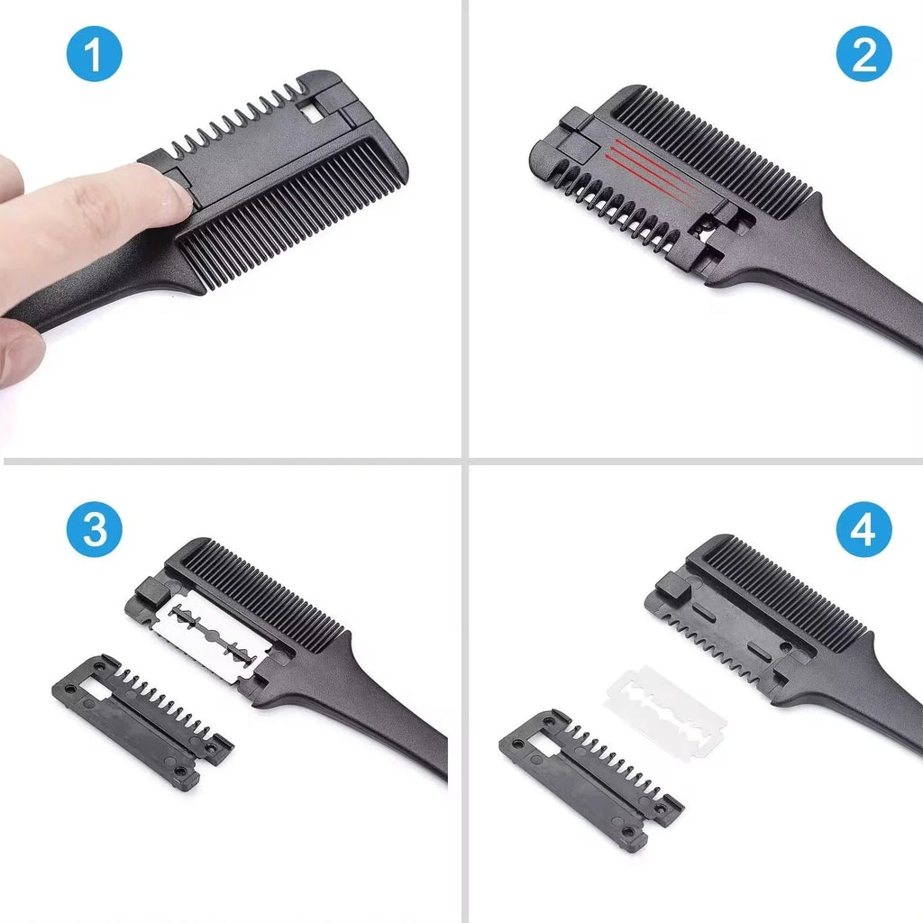 Portable Hair Thinning Comb | Double Edge Blade Self-Cut Tool