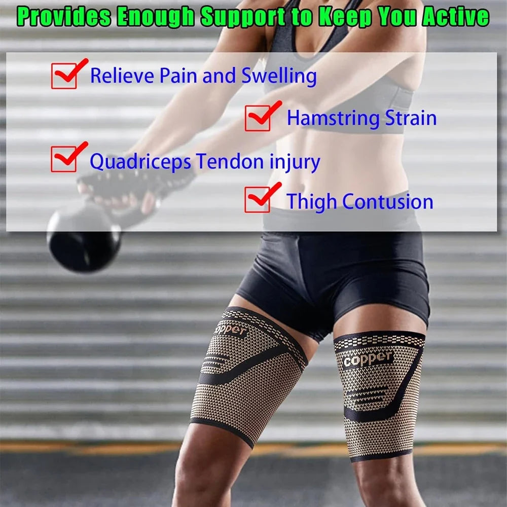 Copper Thigh Compression Sleeve – Hamstring & Quad Support