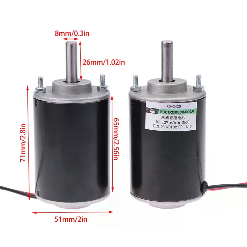 30W 12V-3500Rpm 24V-7000Rpm 3420 DC Speed Motor Adjustable CW CCW