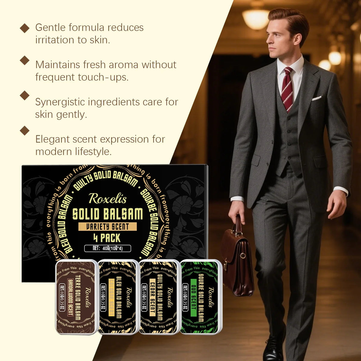 Roxelis Men's Solid Perfume Set – Fresh Long-Lasting Fragrance