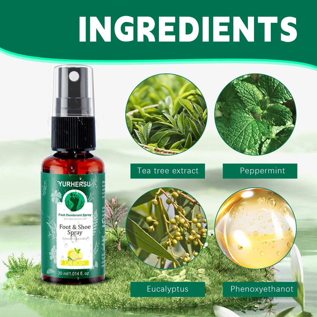 YURHERSU Lemon Foot Deodorant Spray – 24H Odor Control