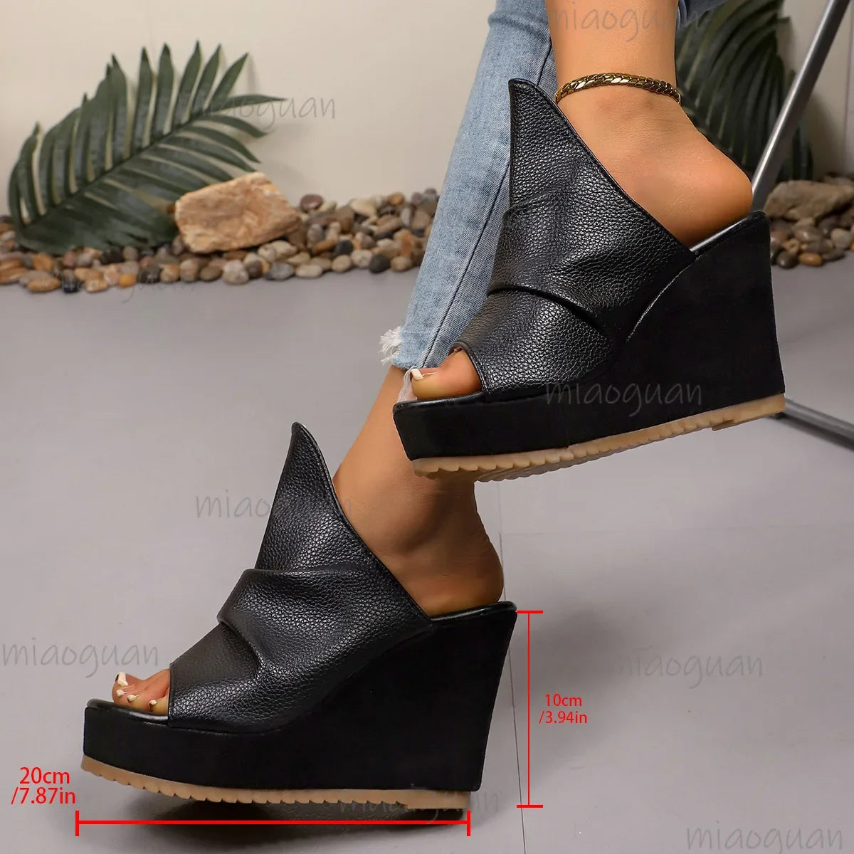 Women's 10cm Wedge Sandals – Roman Open Toe Platform Slides