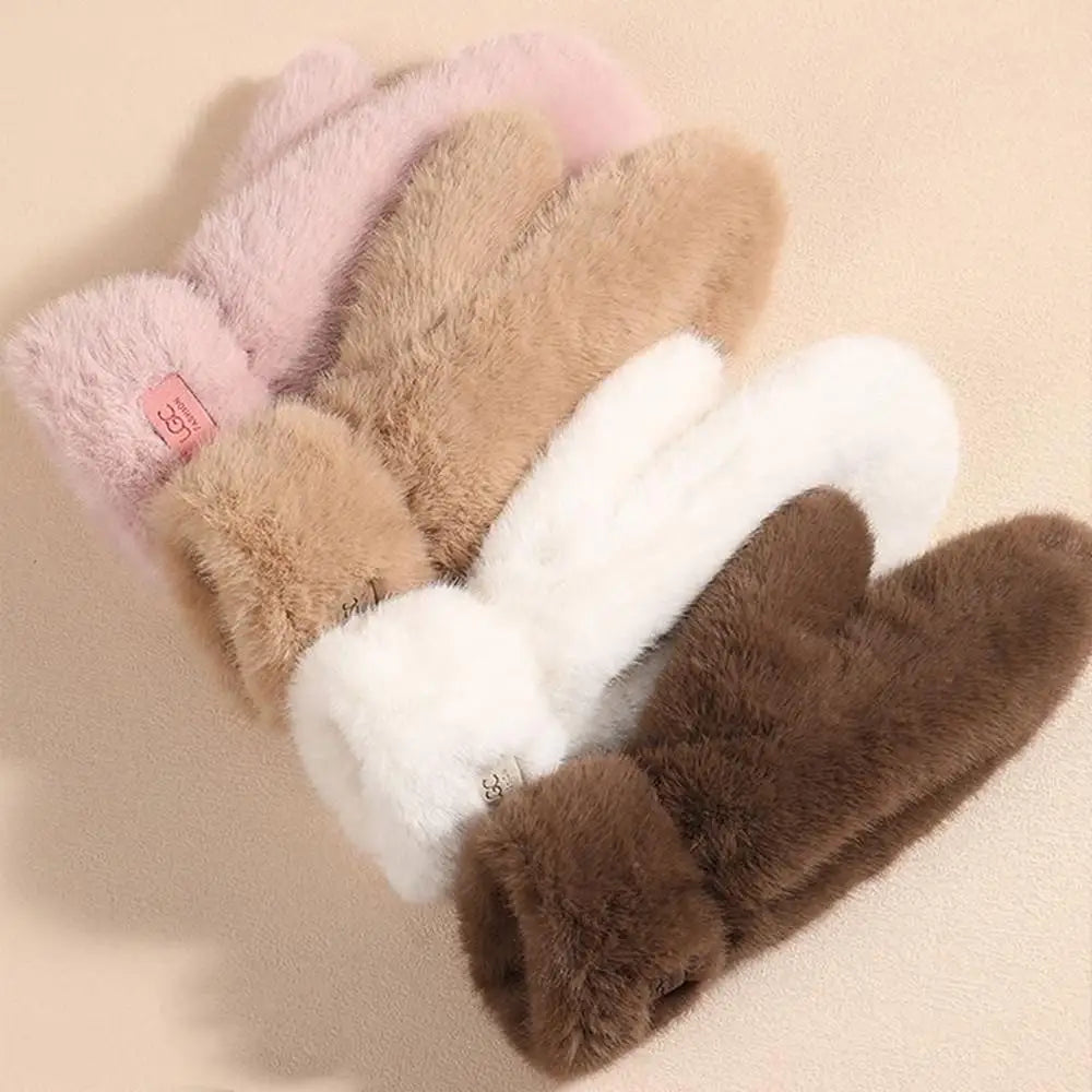 Thickened Faux Fur Winter Gloves – Unisex Warm Knit Mittens