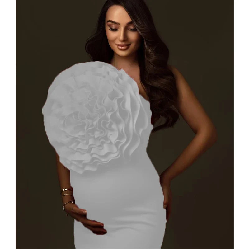 Red Maternity Photoshoot Dress | Custom Floral Bodycon Gown