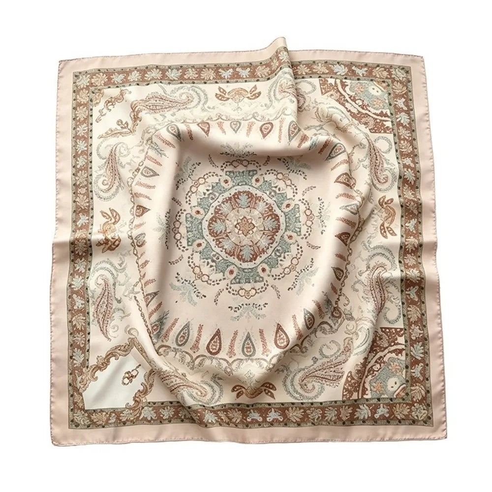 Geometric Print Square Scarf – Hair Wrap & Headband for Women