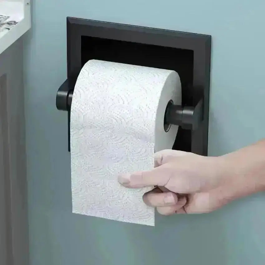 Black Recessed Wall Mount Toilet Paper Holder | Stainless Steel