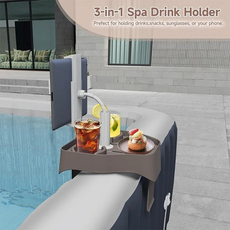 3-in-1 Hot Tub Tray Table | Cup & Phone Holder for Spa Pool