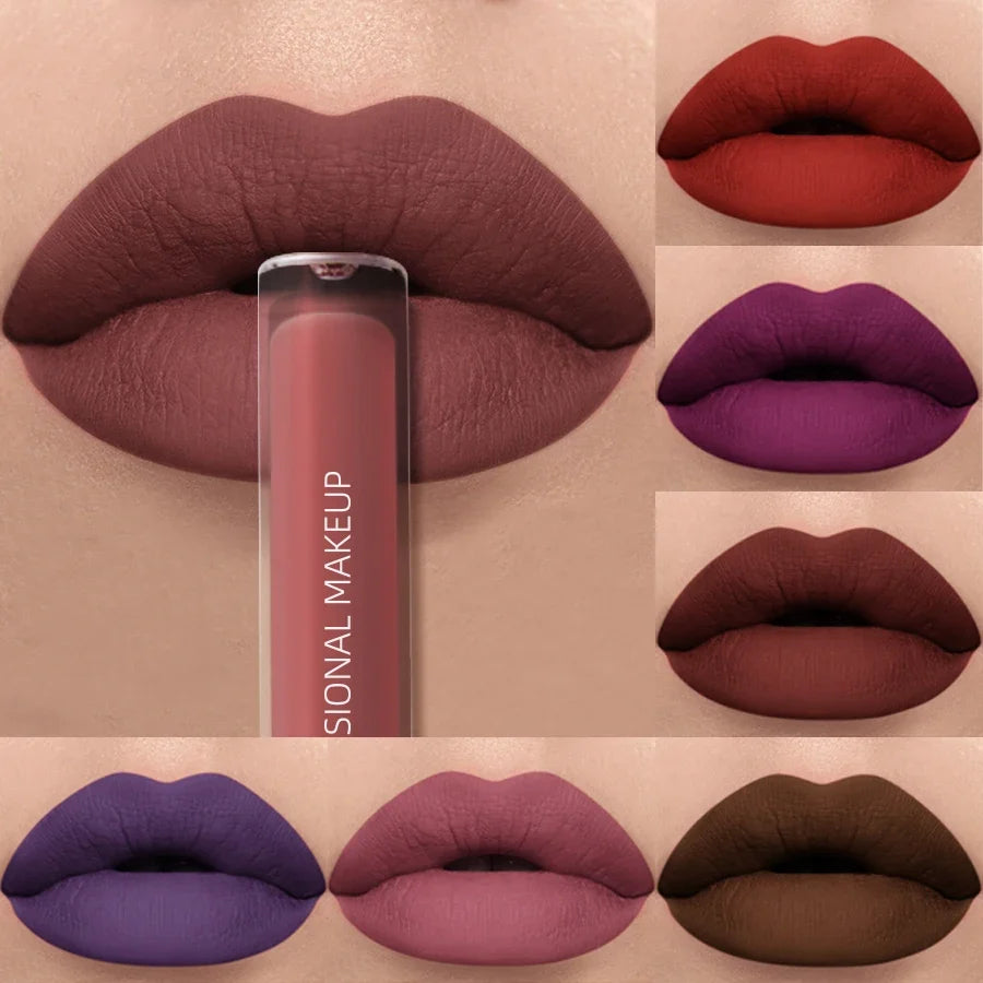 MCD Dark Brown Matte Velvet Liquid Lipstick – Waterproof Lip Gloss