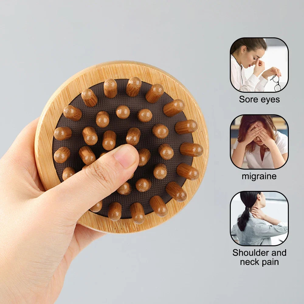 Air Cushion Massage Brush Cervical Head Acupoint Massager Wooden