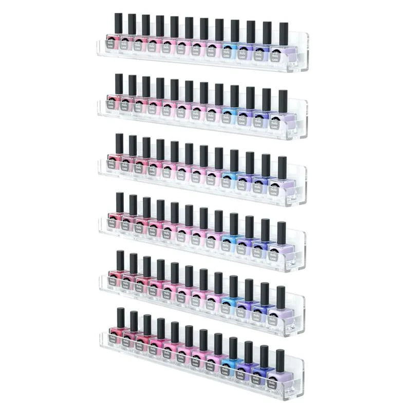 6-Layer Acrylic Nail Polish Wall-Mounted Rack & Organizer