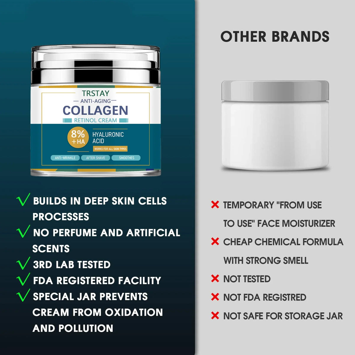 Mens Face Cream Moisturizer 8 Hyaluronic Acid Collagen One Two Pumps