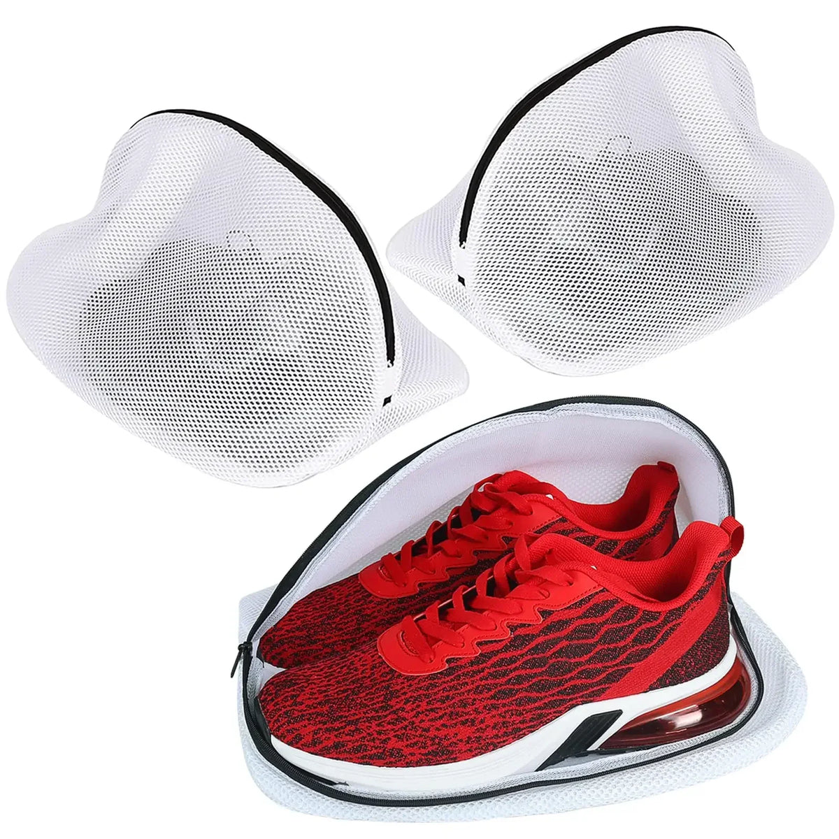 Mesh Shoe Laundry Bags with Zip Closure – Set of 3