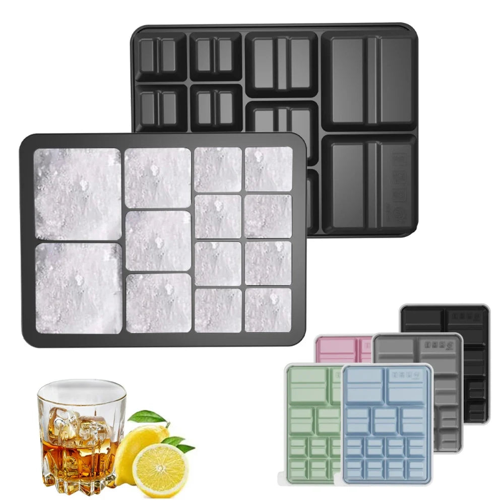 13-Grid Extra Large Silicone Freezer Tray with Lid | Food Storage