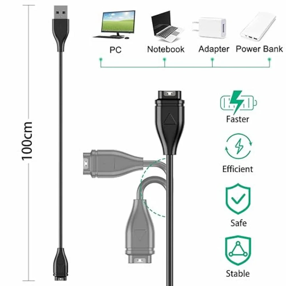 2-Pack Garmin Smartwatch USB Replacement Charger Cable