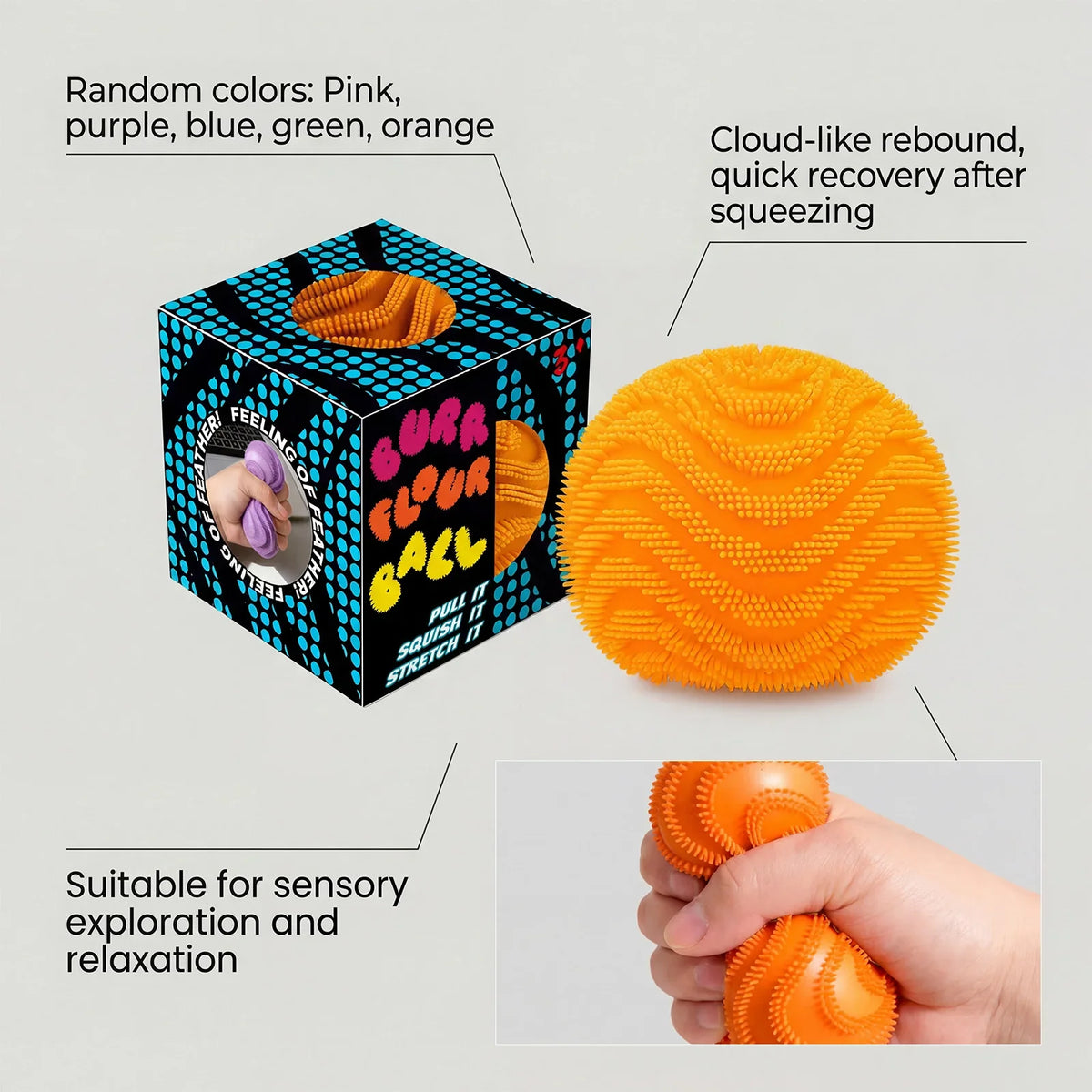 Nee Doh Fuzz Ball Squeeze Sensory Fidget Toy | Calming Ball