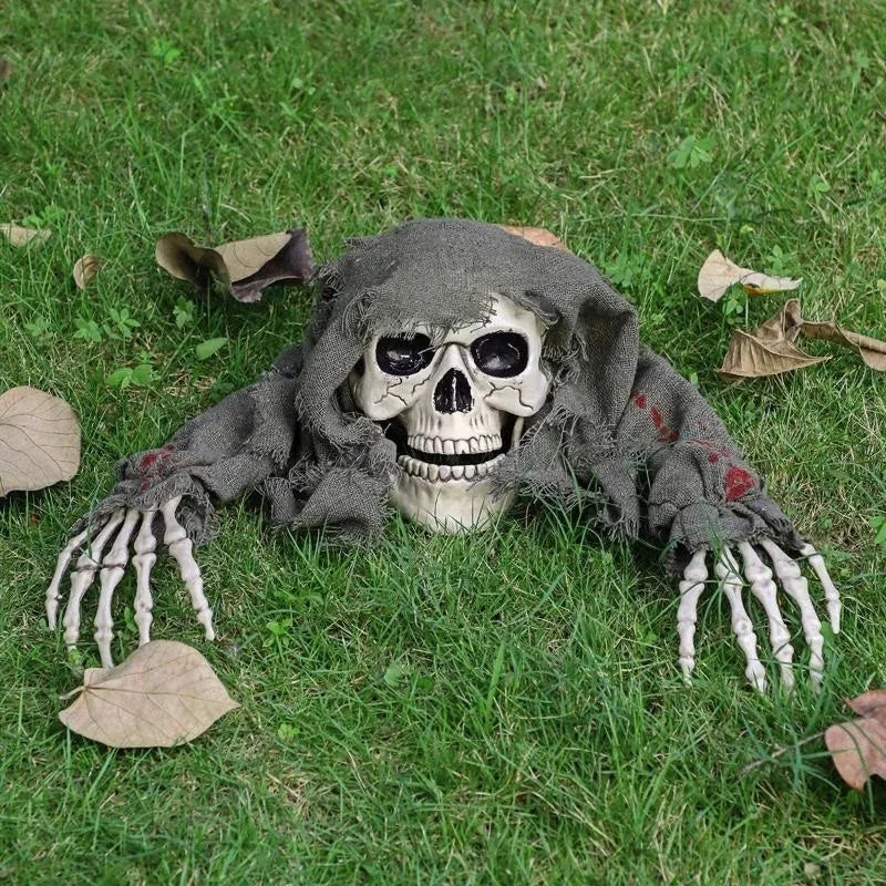 Halloween Crawling Ghost Skull & Arm Figurines – 3-Piece Decor