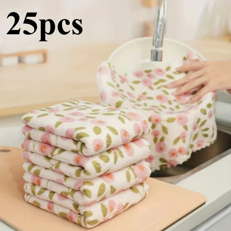 25-Pack Thickened Microfiber Cleaning Cloths – Reusable