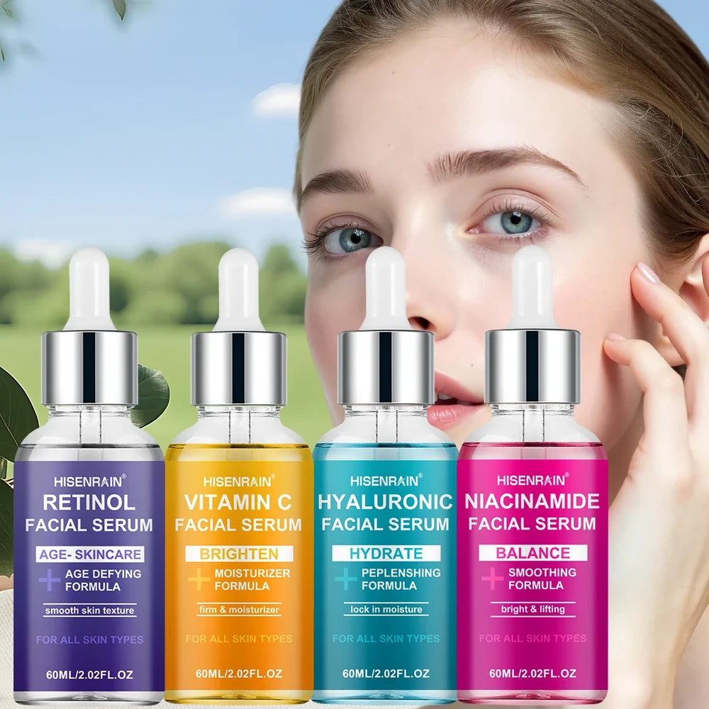 HISENRAIN 4-Piece Face Serum Set – Retinol, Vitamin C & HA