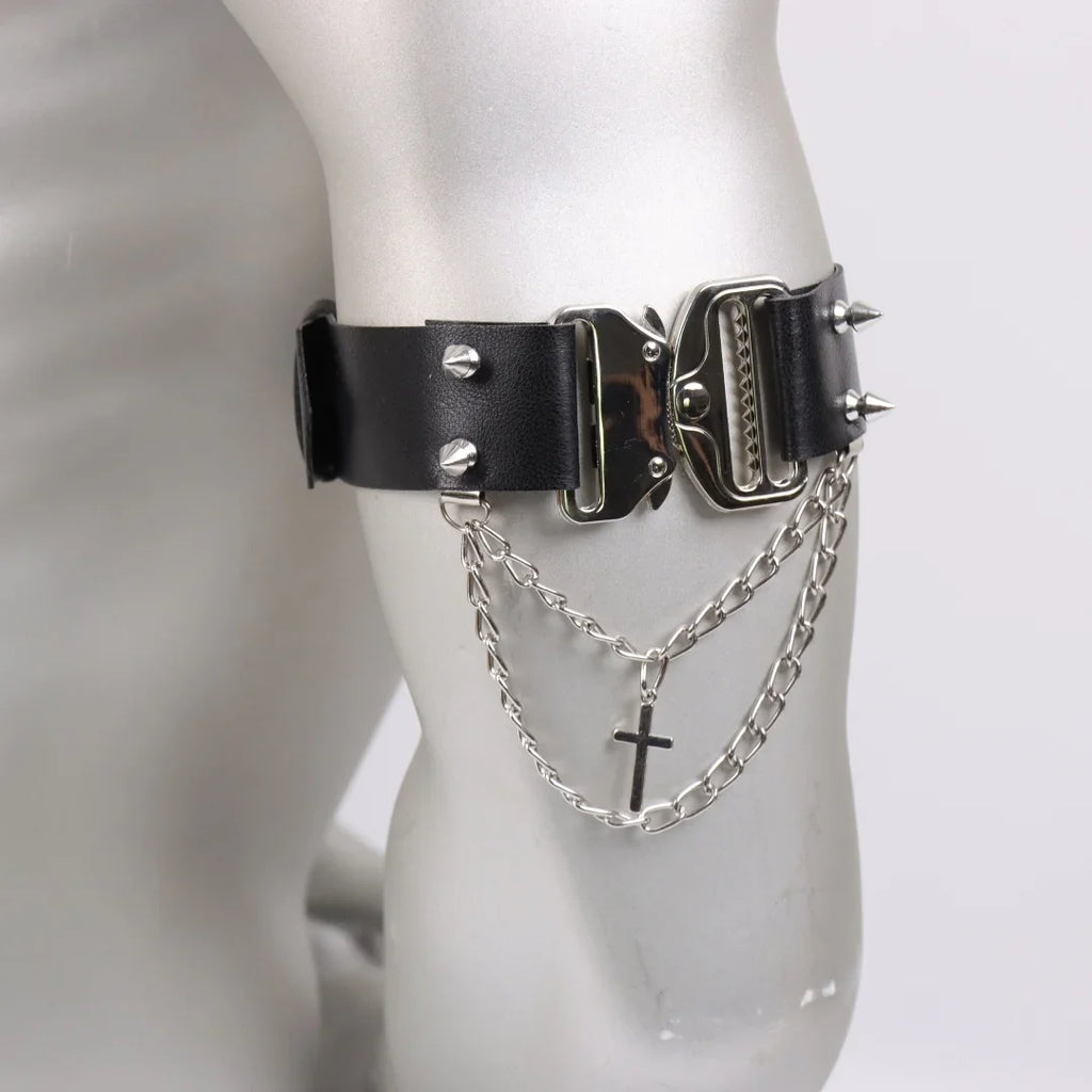 Men's Hip Hop Belt Gothic Faux Leather Arm Cuff Decorative Tassels