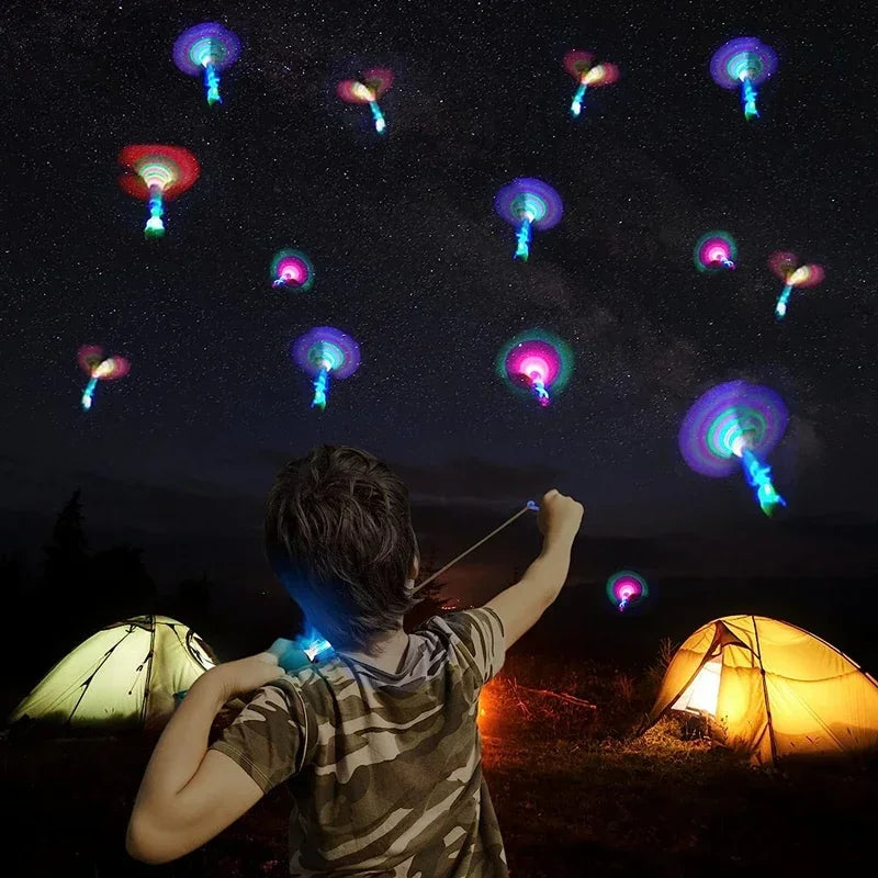 LED Arrow Rocket Helicopter Toy – Rubber Band Launcher, Party Fun
