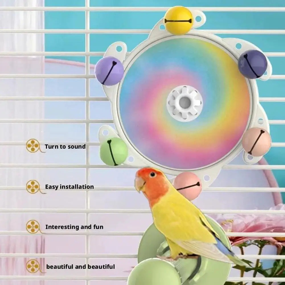 Parrot Rotating Chew Toy – Spinner Wheel with Bells & Ball