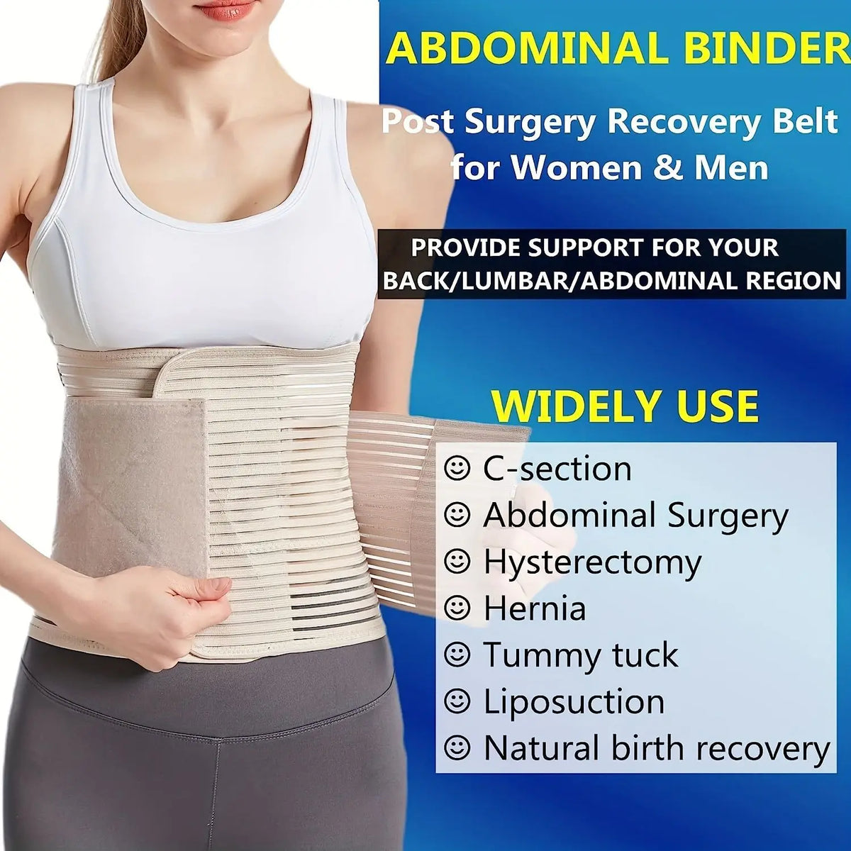 Abdominal Binder Tummy Belt | Compression Stomach Wrap