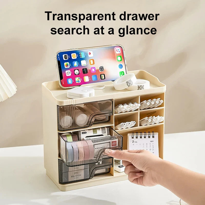 Desk Organizer Desktop Stationary Caddy Pen Holder 3 Drawers School