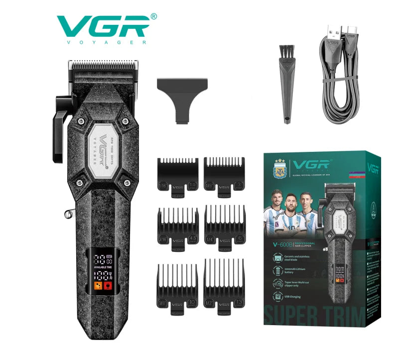 VGR V-600B Men's Electric Hair Clipper with LED Display