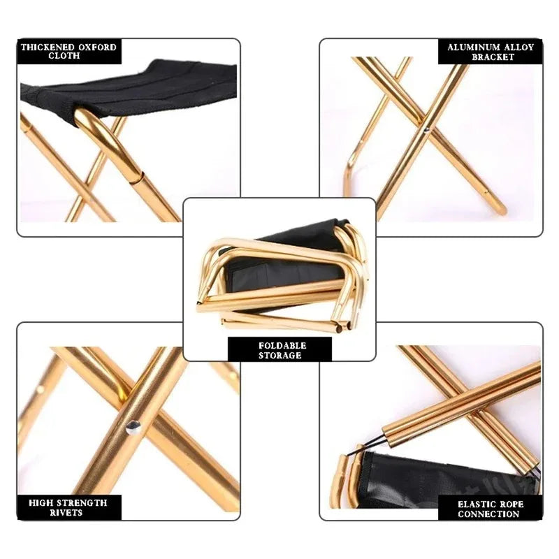 Golden Aluminum Folding Camping Chair with Carry Bag