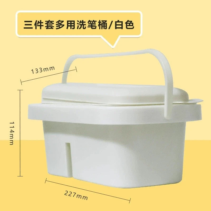 Multi-Use Paint Brush Basin with Holder, Palette & Lid