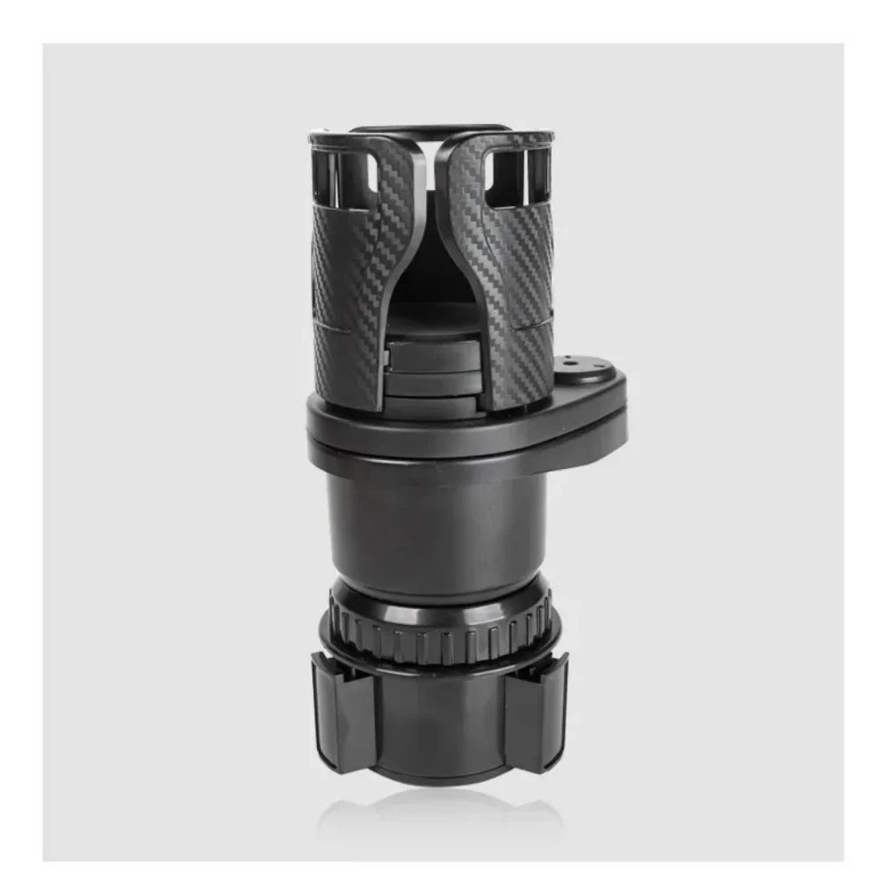 Dual Layer Car Cup Holder | 360° Rotating Beverage & Phone Organizer