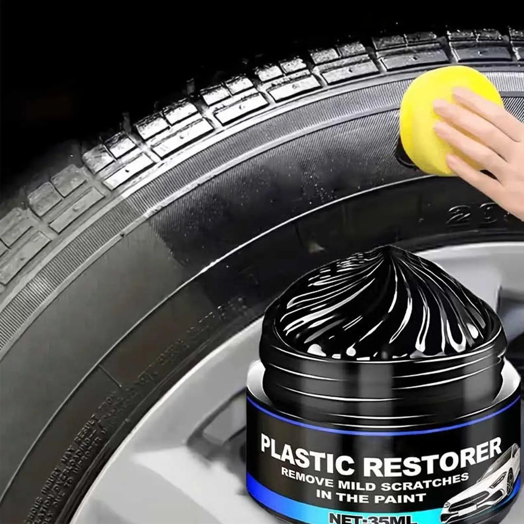 Tire Polishing Paste – Black Shine Wax + Sponge for Cars & Trucks